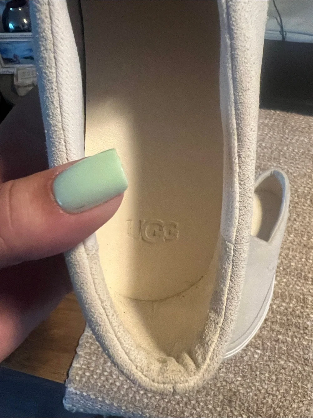 UGG Womens Slip-On Shoes in Light Beige Suede